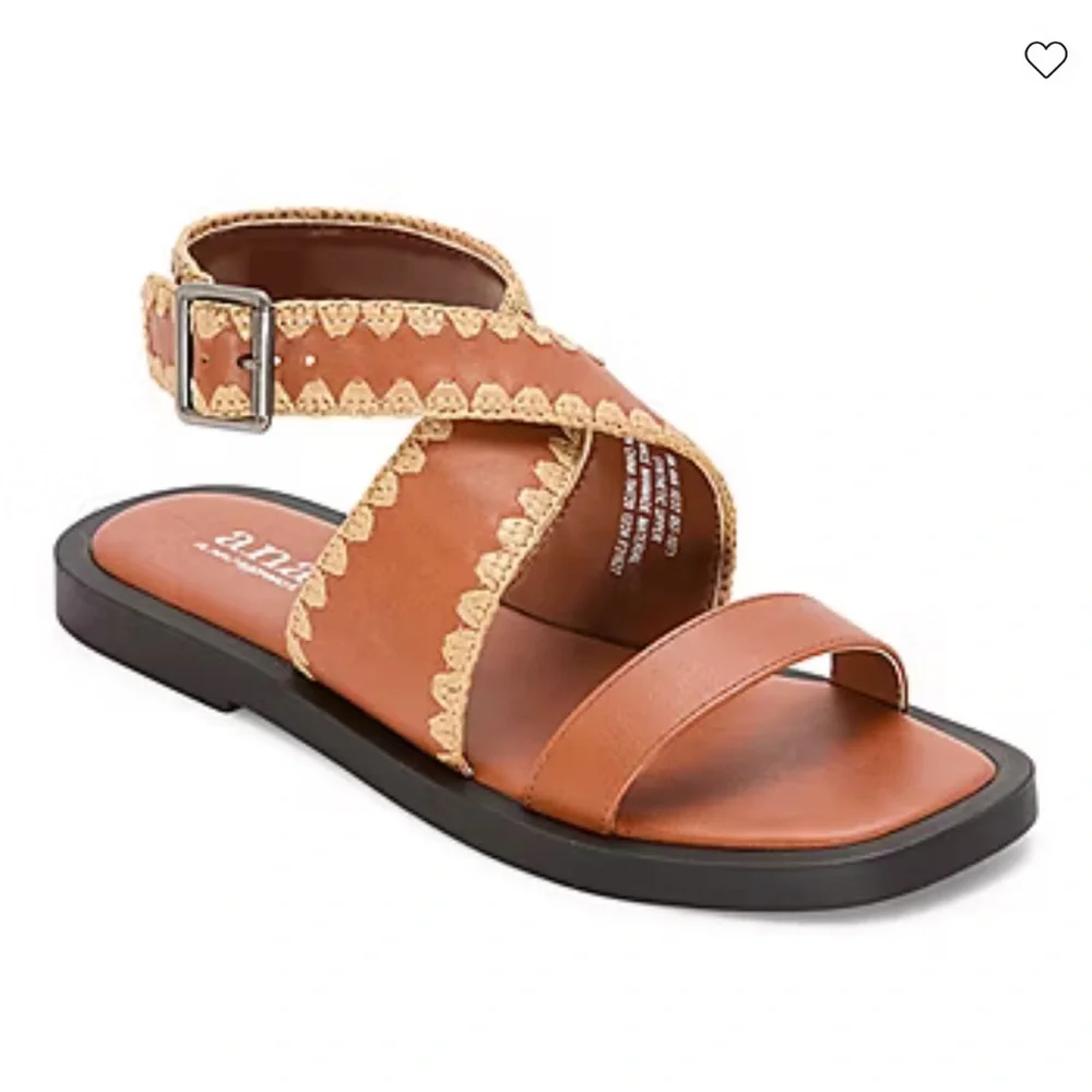 NWT a.n.a Women's Vest flat sandals in Cognac Buckle Strap Size 10 - Picture 1 of 10